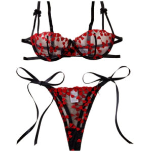 Conjunto con corazones - Rojo-Negro